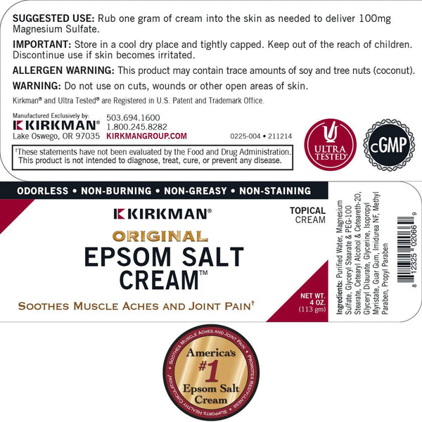 Epsom Salts Cream 4oz by Kirkman