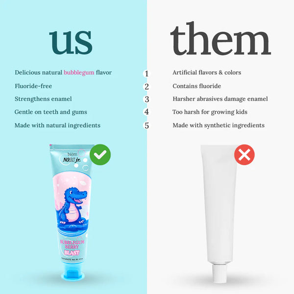 NoBS Jr. Flouride-Free Kids Toothpaste 3.4oz - Berry Bubblegum Blast