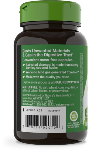 Activated Charcoal 100 capsules, by Natures Way