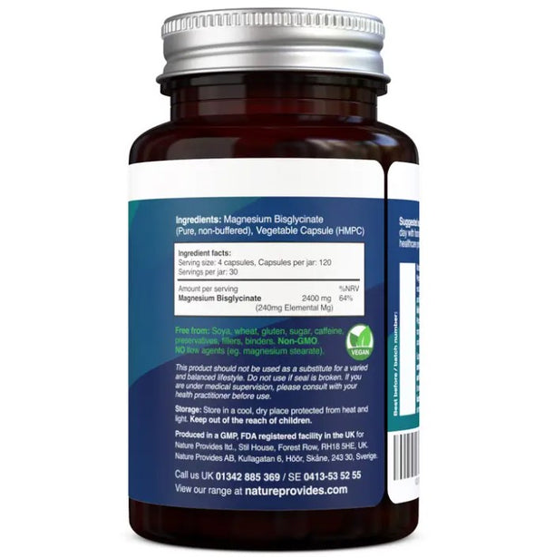 Magnesium Glycinate (Bisglycinate) 120 Capsules