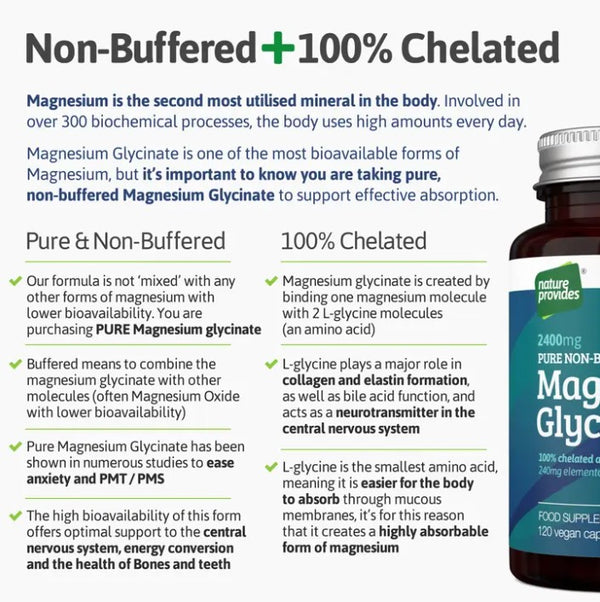 Magnesium Glycinate (Bisglycinate) 120 Capsules