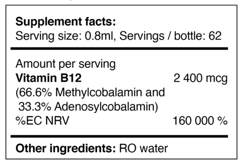 Bioactive Vitamin B12 Liquid (2400mcg/serving) 50ml