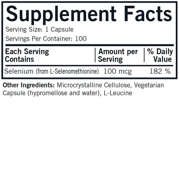 Selenium 100mcg 100 Capsules by Kirkman