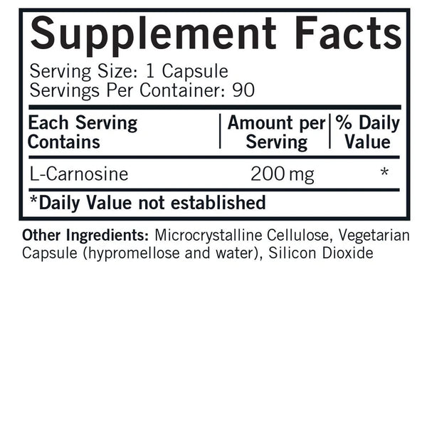 L-Carnosine 200mg 90 Capsules by Kirkman