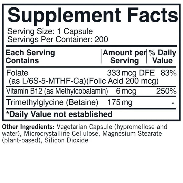 Kirkman, Tmg + Folinic Acid & MB12, 200 Capsules
