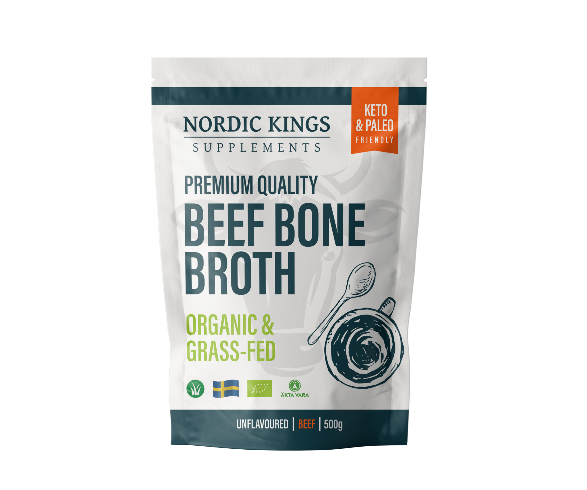 Premium Bone Broth Powder Grass Fed & Organic, 500g Powder mandimart