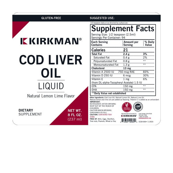 Cod Liver Oil Lemon-Lime Flavour 8oz Liquid