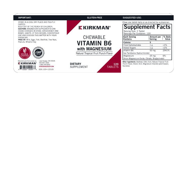 Vitamin B6 w/ Magnesium Chewable 120 Chewable Tablets