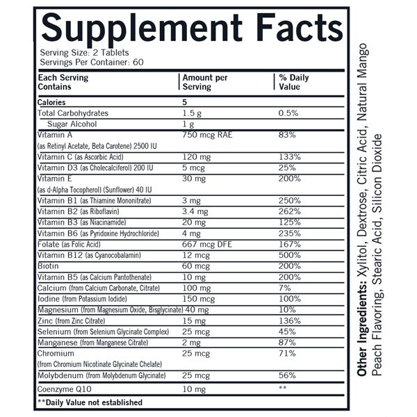 Children's Chewable Vitamin-Mineral with Xylitol 120 Wafers (Mango-Peach)